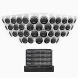 H500 - 3K 64 Channel 40 Cameras PoE Security System, Smart Dual Light Night Vision, 3072 × 1728 @ 20fps, Smart Human & Vehicle Detection, Built-in Microphone, IP67