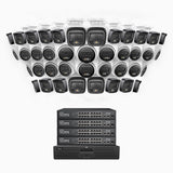 H500 - 3K 64 Channel PoE Security System with 20 Bullet & 20 Turret Cameras, Smart Dual Light Night Vision, 3072 × 1728 @ 20fps, Smart Human & Vehicle Detection, Built-in Microphone, IP67
