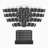 H500 - 3K 64 Channel 40 Cameras PoE Security System, Smart Dual Light Night Vision, 3072 × 1728 @ 20fps, Smart Human & Vehicle Detection, Built-in Microphone, IP67