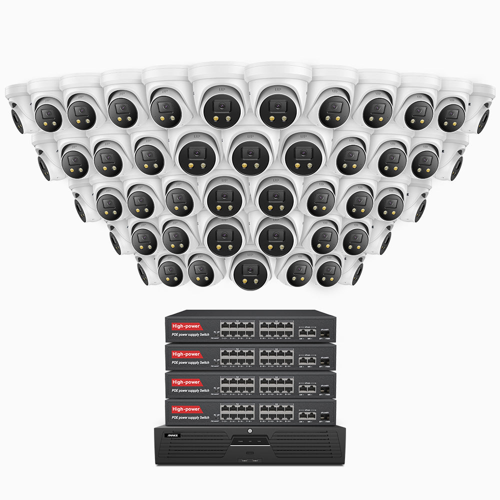 AH800 - 4K 64 Channel 48 Cameras PoE Security System, 1/1.8'' BSI Sensor, f/1.6 Aperture (0.003 Lux), Siren & Strobe Alarm,Two-Way Audio, Human & Vehicle Detection,  Perimeter Protection, Works with Alexa