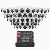 AH800 - 4K 64 Channel 48 Cameras PoE Security System, 1/1.8'' BSI Sensor, f/1.6 Aperture (0.003 Lux), Siren & Strobe Alarm,Two-Way Audio, Human & Vehicle Detection,  Perimeter Protection, Works with Alexa