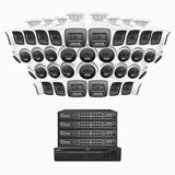 H800 - 4K 64 Channel PoE Security System with 20 Bullet & 20 Turret Cameras, Human & Vehicle Detection, Color & IR Night Vision, Built-in Mic, RTSP Supported, 16-Port PoE Switch Included