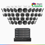 NightChroma<sup>TM</sup> NCK800 – 4K 64 Channel PoE Security System with 20 Bullet & 20 Turret Cameras, Acme Color Night Vision, 3840 × 2160 @ 30fps, Human & Vehicle Detection, Siren & Strobe Alarm, Two-Way Audio, All-Metal Housing
