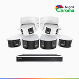 NightChroma<sup>TM</sup> NDK800 – 4K 16 Channel Panoramic Dual Lens PoE Security System with 4 Bullet & 2 Turret Cameras, f/1.0 Super Aperture, Acme Color Night Vision, Active Siren and Strobe, Human & Vehicle Detection, Built-in Mic ,Two-Way Audio