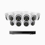 AH800 - 4K 16 Channel 10 Cameras PoE Security System, 1/1.8'' BSI Sensor, f/1.6 Aperture (0.003 Lux), Siren & Strobe Alarm,Two-Way Audio, Human & Vehicle Detection,  Perimeter Protection, Works with Alexa