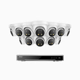 AH800 - 4K 16 Channel 12 Cameras PoE Security System, 1/1.8'' BSI Sensor, f/1.6 Aperture (0.003 Lux), Siren & Strobe Alarm,Two-Way Audio, Human & Vehicle Detection,  Perimeter Protection, Works with Alexa