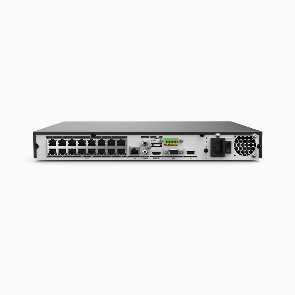 ANP1600 - 12MP 16 Channel H.265+ PoE NVR, Max 160 Mbps Outgoing Bandwidth, 2CH 12MP Decoding Capability, Supports IPC with Human & Vehicle, Perimeter Detection, Dual Hard Drive Bays