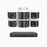 FDH600 - 8 Channel PoE Security System with 6 Dual Lens Cameras, 6MP Resolution, 180° Panoramic View, Smart Dual Light Night Vision, Two-Way Audio, Active Siren & Alarm, Human & Vehicle Detection, IP67
