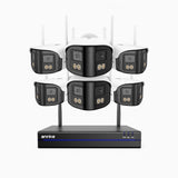 WSCD400P - 4MP 8 Channel 6 Dual-Lens Cameras Wireless NVR Security System, 170° Ultra-wide Angle, 2.4G/5G Dual-Band WiFi, Full Color Night Vision, Two-Way Audio, Cloud & Max. 256 GB Local Storage, Works with Alexa