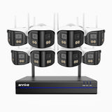 WSCD400P - 4MP 8 Channel 8 Dual-Lens Cameras Wireless NVR Security System, 170° Ultra-wide Angle, 2.4G/5G Dual-Band WiFi, Full Color Night Vision, Two-Way Audio, Cloud & Max. 256 GB Local Storage, Works with Alexa