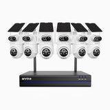 WBS400P - 4MP 8 Channel 6 Dual-Lens Cameras Outdoor Wireless NVR Security System, 100% Wire-Free, 9000mAh Battery & Solar Powered, 350° Pan & 90° Tilt, PIR Human Detection, Two-Way Audio