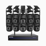 WBS400 - 4MP 16 Channel 10 Battery Cameras Outdoor Wireless NVR Security System, Dual-Band WiFi, 270° Pan & 90° Tilt, 9000mAh Battery & Solar Powered, Motion Detection, Two-Way Audio