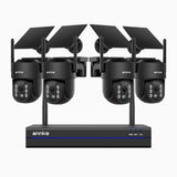 WBS400 - 4MP 8 Channel 4 Battery Cameras Outdoor Wireless NVR Security System, Dual-Band WiFi, 270° Pan & 90° Tilt, 9000mAh Battery & Solar Powered, Motion Detection, Two-Way Audio