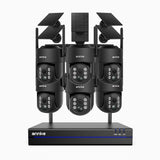 WBS400 - 4MP 8 Channel 6 Battery Cameras Outdoor Wireless NVR Security System, Dual-Band WiFi, 270° Pan & 90° Tilt, 9000mAh Battery & Solar Powered, Motion Detection, Two-Way Audio
